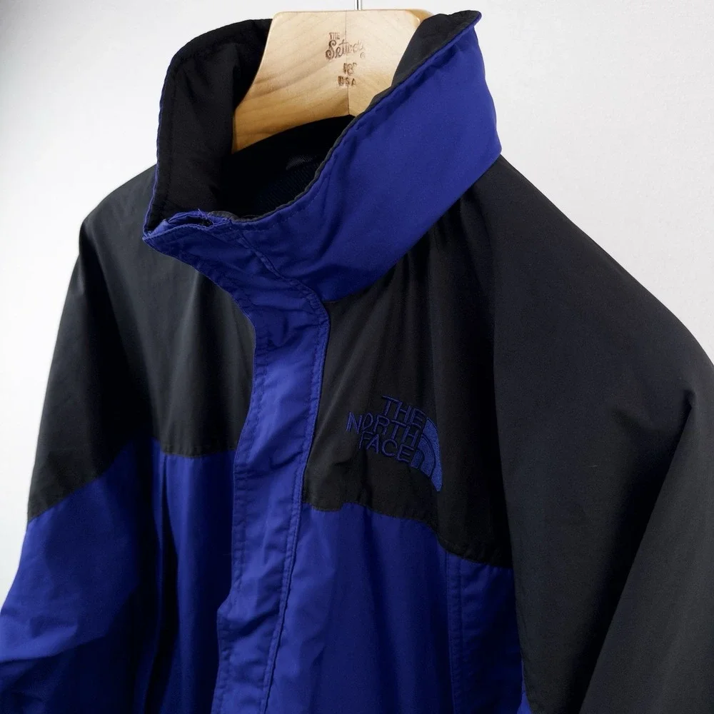 90's Vtg The North Face Mens S Royal Blue Black Hydrenaline Packable Hood Jacket